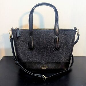 Kate Spade Black Leather Glitter Handbag